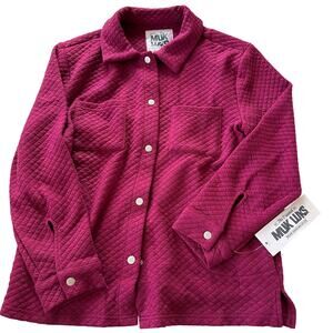 NWT Muk Luks quilted berry womens lounge jacket shacket pockets snaps sz small